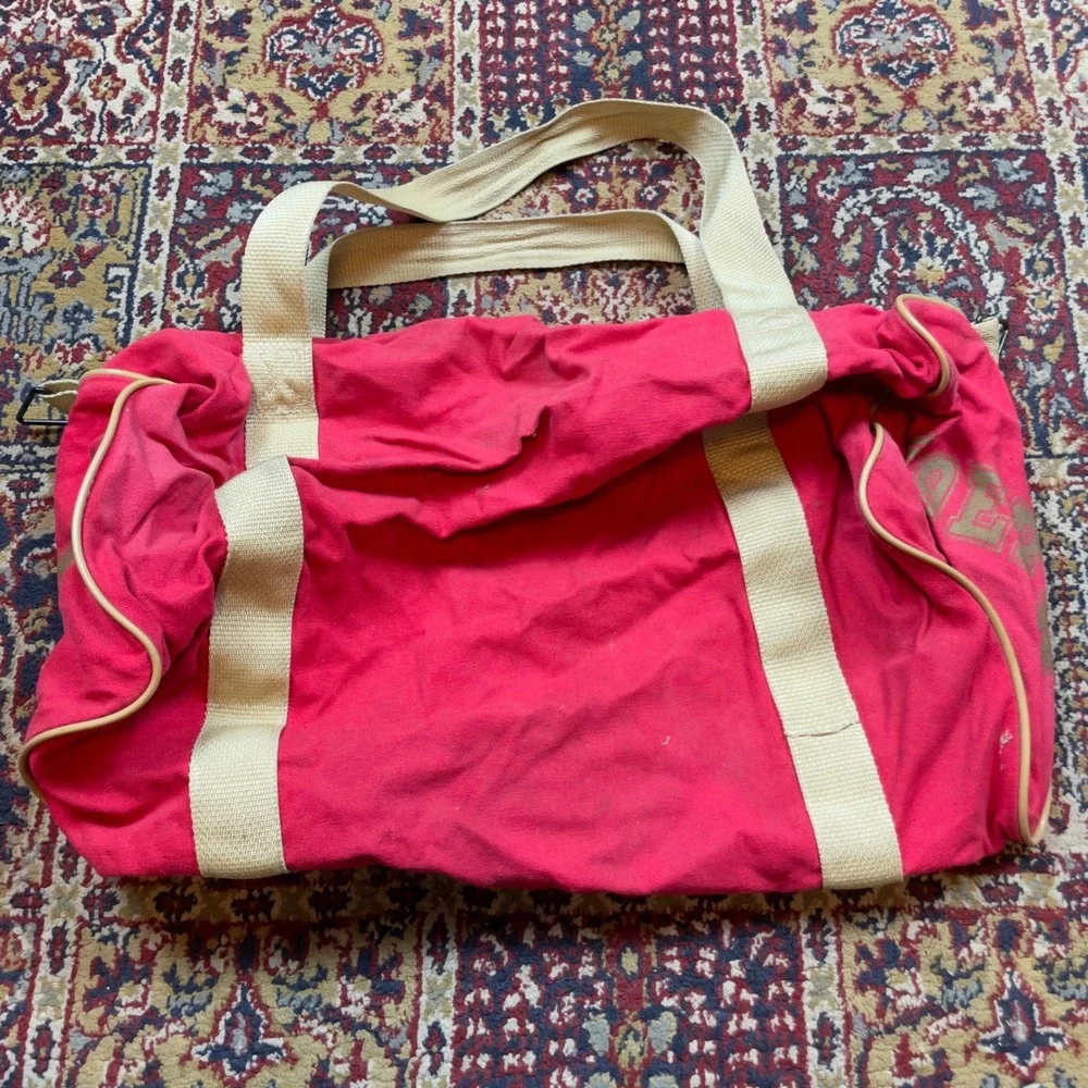 VTG 70s 80s San Francisco 49ers NFL Team Gear Duffel Bag Red Gold‎ Light Strap